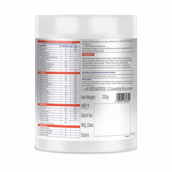 Gritzo Supermilk Growth+ (Formerly Height+) (13+Y Girls) | 13G Protein Powder (Cafe Mocha | 200G)