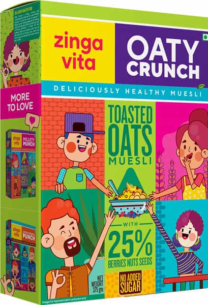 Zingavita Crunchy Oats Muesli Sugar Free With Whole Grains Fruits Nuts & Seeds