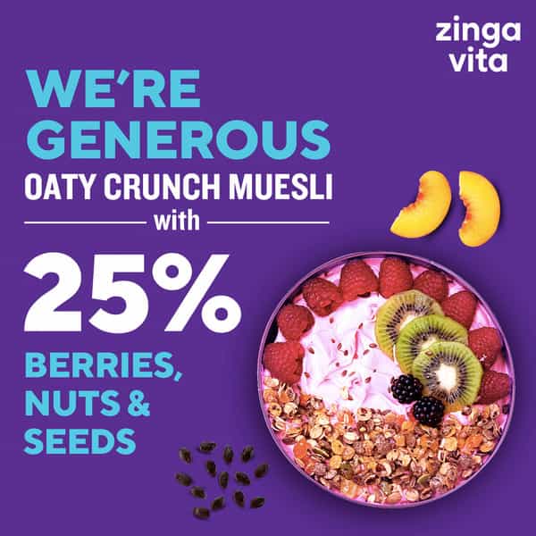 Zingavita Crunchy Oats Muesli Sugar Free With Whole Grains Fruits Nuts & Seeds