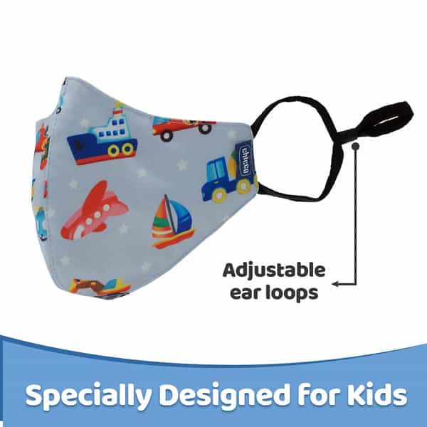 Chicco Comfypro Face Mask | Effective Against 95% Particles | Design- Cars|Kids 3-6Y