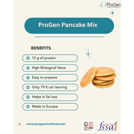 Progen Pancake Mix | 15 G Of High Biological Value Protein Per Meal | Pack Of 7 105 Gm