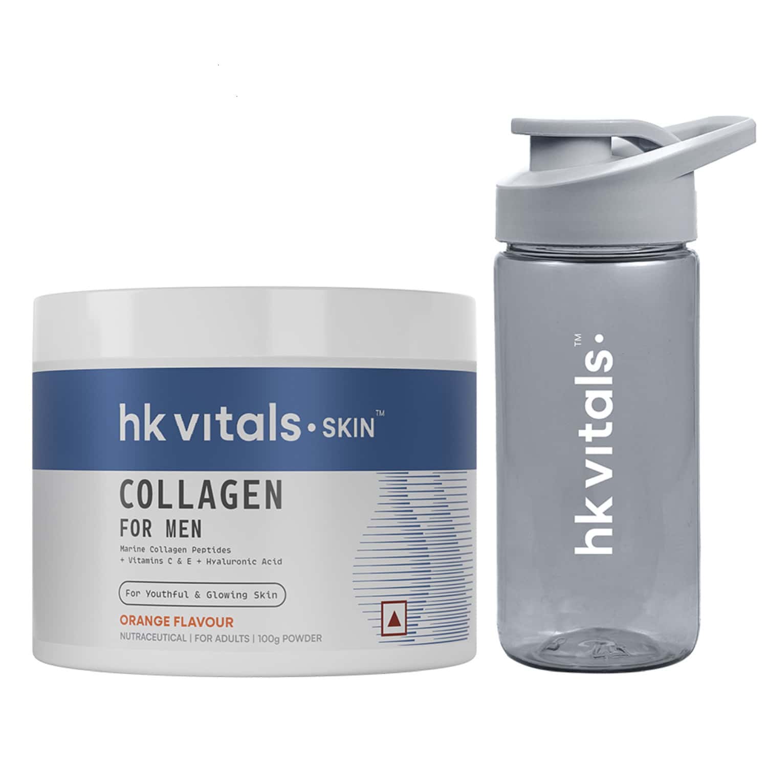 Hk Vitals Marine Collagen For Men | 100g (orange) | Glowing Skin With Sipper