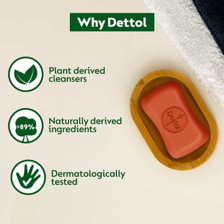 Dettol Original Bathing Soap Bar With 12hr Germ Protection (900gm) | 125g (Pack Fo 5)