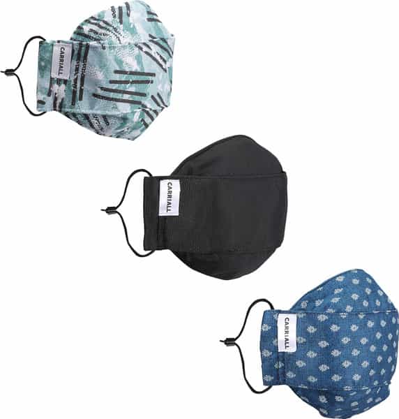 Carriall Adult Unisex 3 Layer Reusable Washable Cotton Mask (Camsm043) Pack Of 3