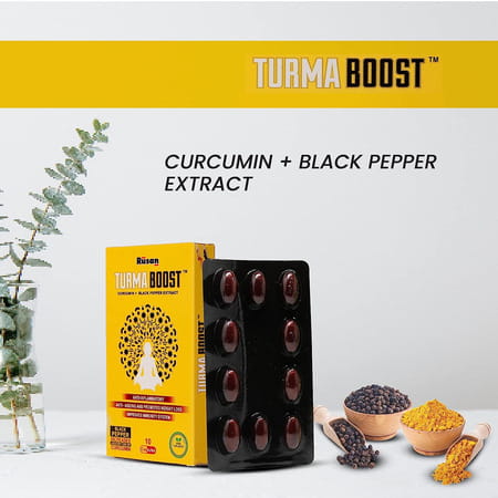 Rusan Turma Boost Curcumin 95% (400mg) + Black Pepper Extract (Piperine 5mg) 10 Capsules (Pack Of 1)