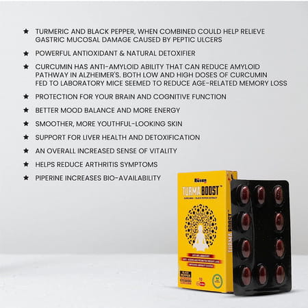 Rusan Turma Boost Curcumin 95% (400mg) + Black Pepper Extract (Piperine 5mg) 10 Capsules (Pack Of 1)