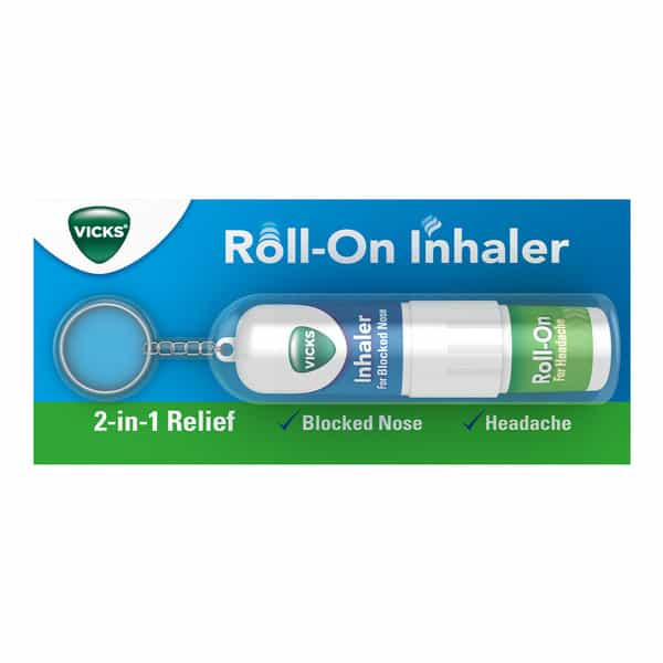 Vicks Roll On Inhaler | 2 In 1 Relief For Headache & Blocked Nose 1.5 Ml