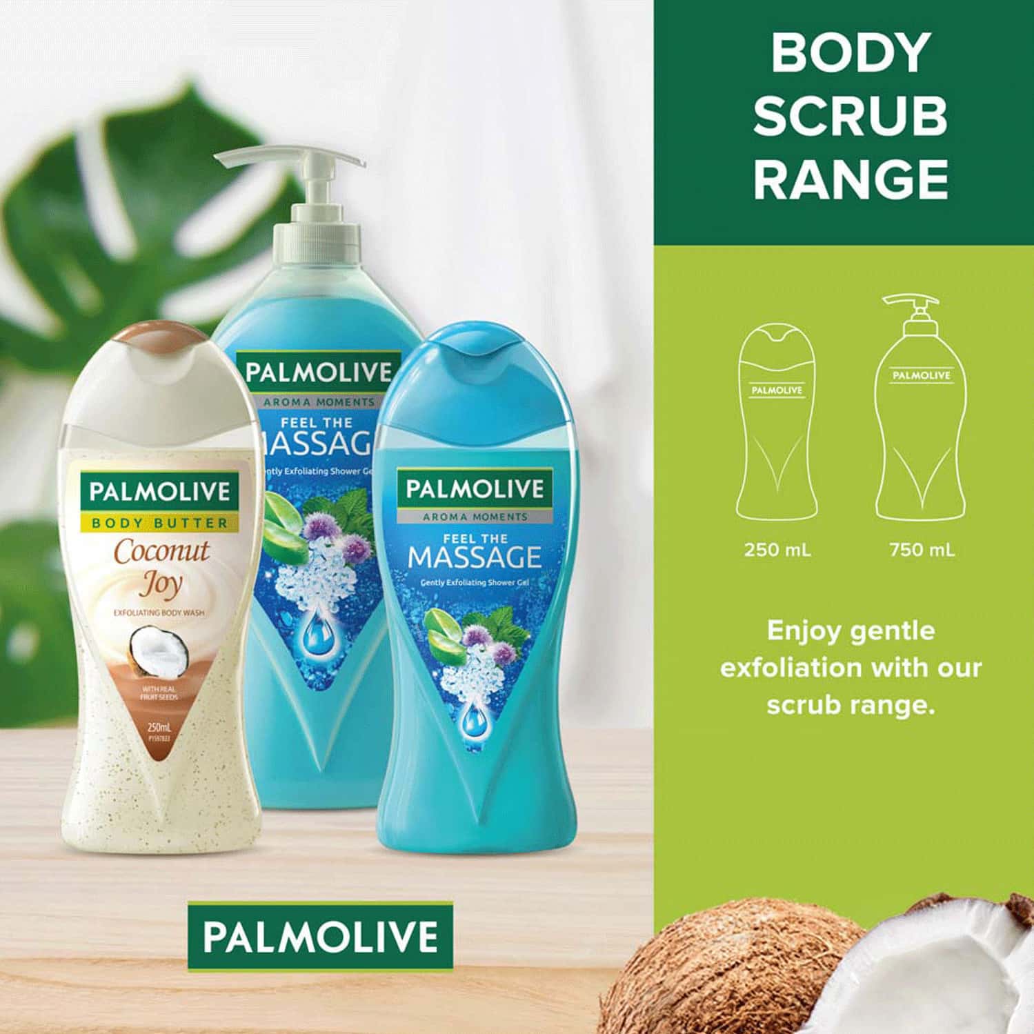 Buy PALMOLIVE BODY WASH COCONUT JOY CRME BASED EXFOLIATOR 250 ML