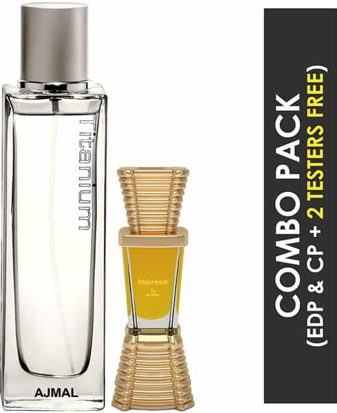 Ajmal Titanium Edp 100Ml Perfume For Men And Evoke Silver Edition Him Deodorant 200Ml For Men