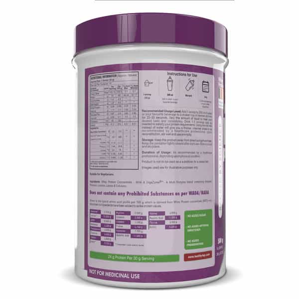 Healthyhey Sports Whey Protein Concentrate - Unflavoured - 500Gm