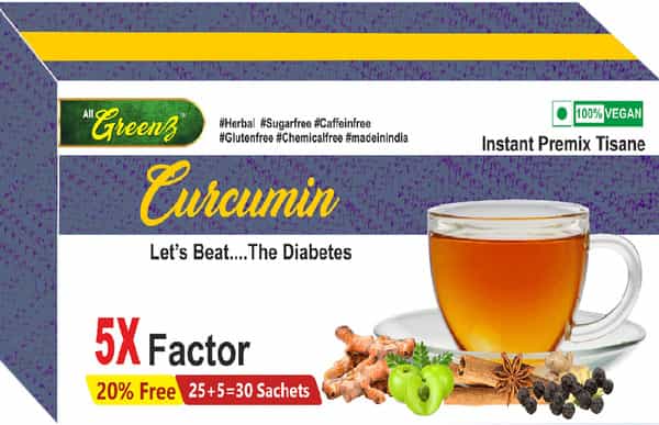 Smw's Diabetic Curcumin Tea Sugar Control Diabetic Wounds Greenz Curcumin - 30 Sachet