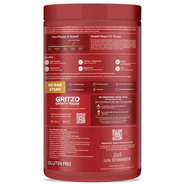 Gritzo Supermilk Athlete Iron Man (13+Y Boy & Girl) | 17G Protein Powder (Double Chocolate | 400G)