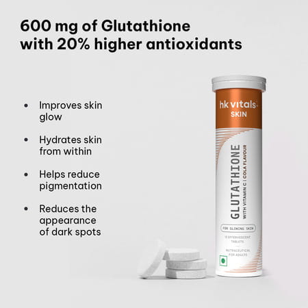 Hk Vitals Glutathione (Cola | 15 Tabs) | With Vitamin C & E | For Skin Glow & Hydration