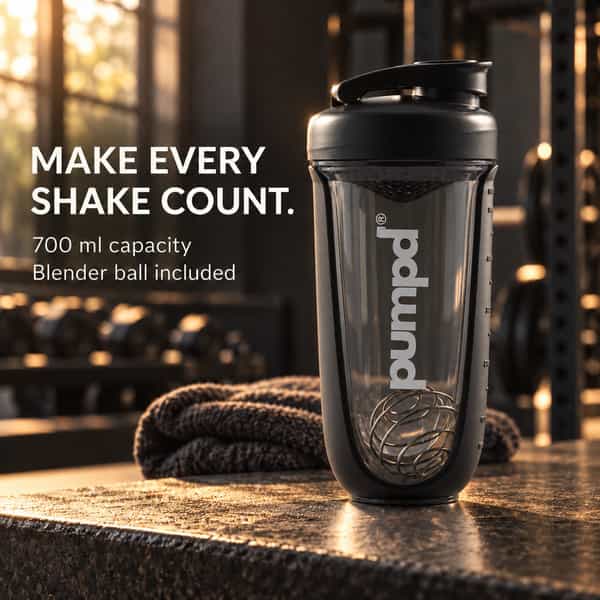 Pumpd Shaker Bottle With Blender Ball | 700Ml | Black