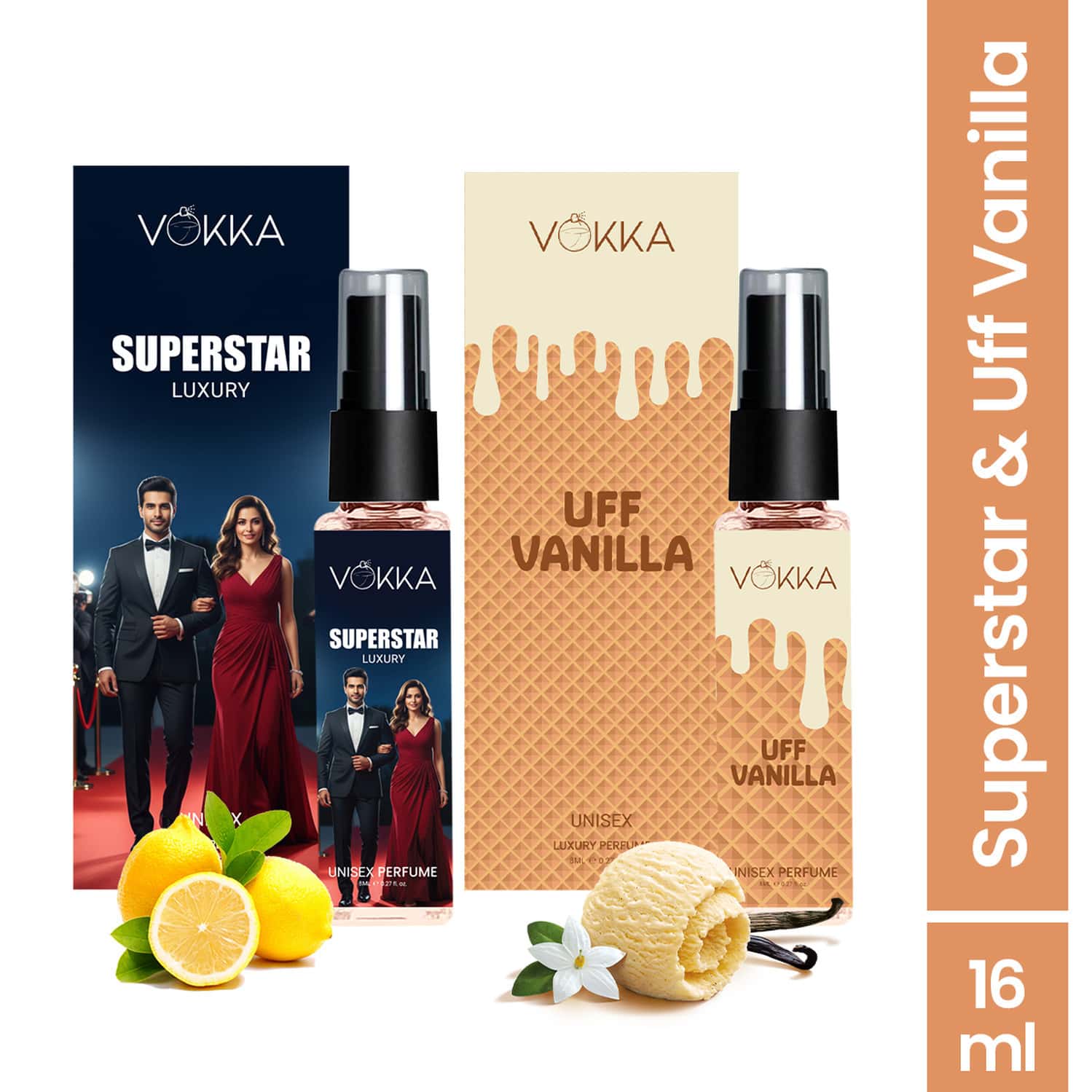 Vokka Superstar & Uff Vanilla 8ml Each Luxury Long Lasting Perfume For Men & Women