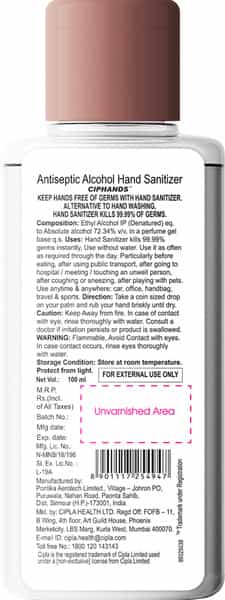 Ciphands Hand Sanitizer Bottle 100 Ml (Pack Of 6)