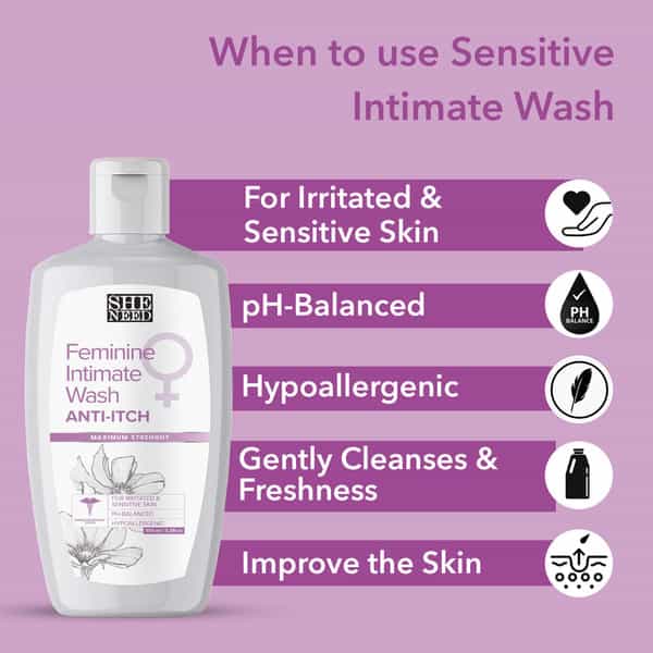 Sheneedfeminine Intimate Anti-Itch Combo: Wipes 10N | Maximum Strength Cream 30Gm | & Wash 100 Ml