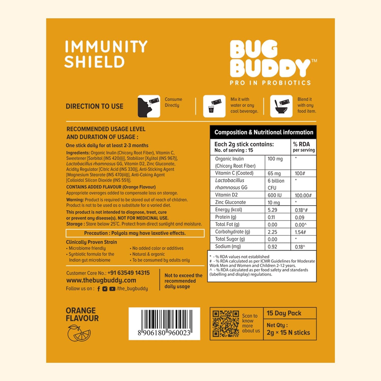 Bug Buddy Immunity Shield | Supports Immune And Digestive Health | 15 Days Pack