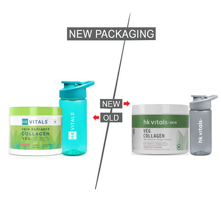 Hk Vitals Veg Collagen Supplement (Mixed Fruit | 100g) & Sipper Bottle (Grey | 300ml)