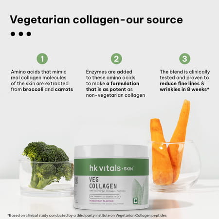 Hk Vitals Veg Collagen Supplement (Mixed Fruit | 100g) & Sipper Bottle (Grey | 300ml)