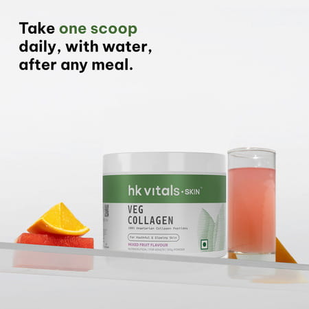 Hk Vitals Veg Collagen Supplement (Mixed Fruit | 100g) & Sipper Bottle (Grey | 300ml)