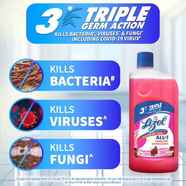 Lizol Floral Disinfectant Floor Cleaner Bottle Of 975 Ml