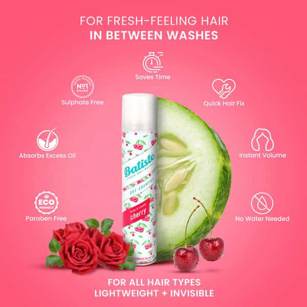 Batiste Instant Hair Refresh Dry Shampoo - Fruity & Cheeky Cherry - 200Ml