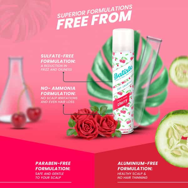 Batiste Instant Hair Refresh Dry Shampoo - Fruity & Cheeky Cherry - 200Ml