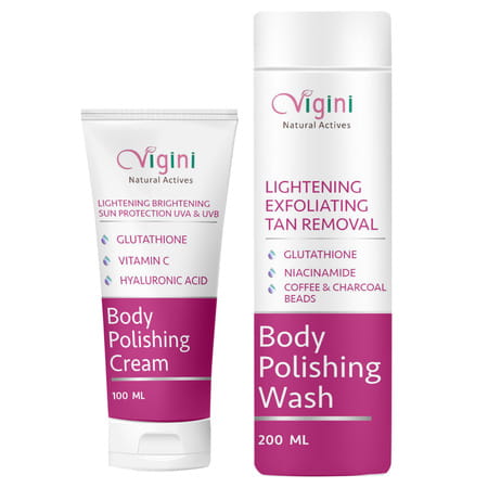 Vigini Skin Whitening Glutathione Brightening Body Polishing Cream & Wash (200ml + 100ml)