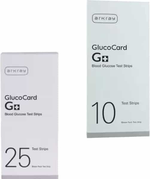 Arkray Blood Glucose Monitor Glucocard G+ With 10+25 Strips + Relief & Relax Kit Glucometer - Black