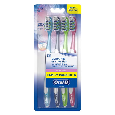 Oral B Sensitive & Gums Extra Softs Manual Toothbrush For Adults | Multicolor - (buy 2 Get 2 Free)