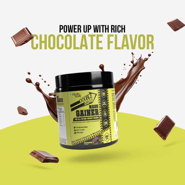 Nature Sure Double Mass Chocolate Flavored Mass Gainer Whey Protein And Enzymes - 1 Pack (250 Grams)