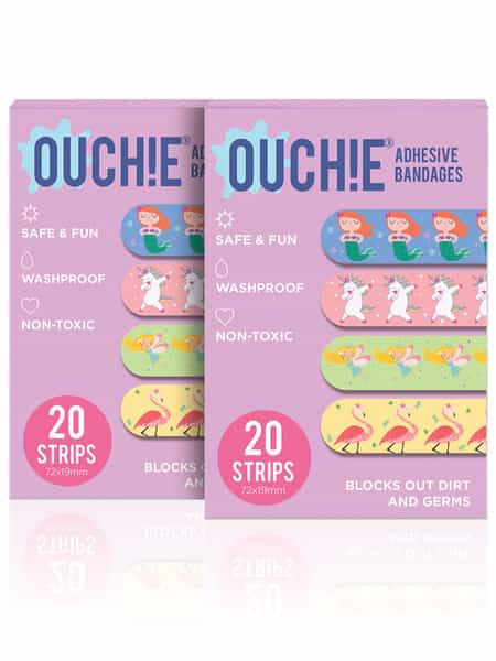 Ouchie Non-Toxic Printed Bandages Double Combo (40 Pack) - Lavender