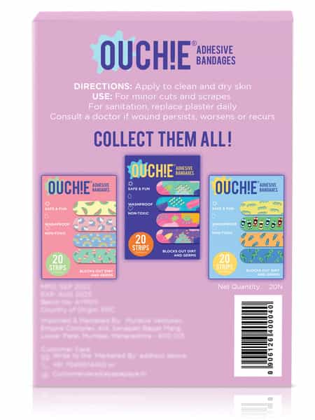 Ouchie Non-Toxic Printed Bandages Double Combo (40 Pack) - Lavender