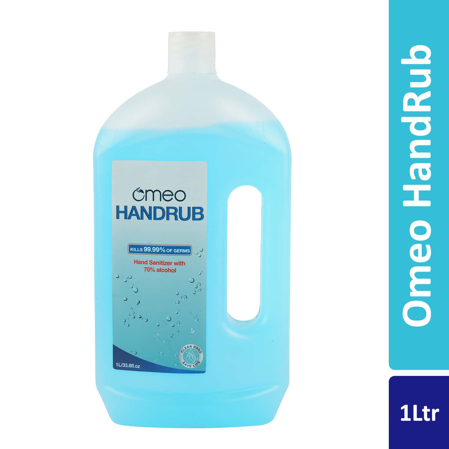 Omeo Handrub Liquid Hand Instant Sanitizer Can | 70% Alcohol - 1 Ltr