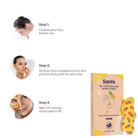 Sanfe Oil Controlling Nose Strip -Nose Strips For Instant Blackhead Removal -Pack Of 6 Strips