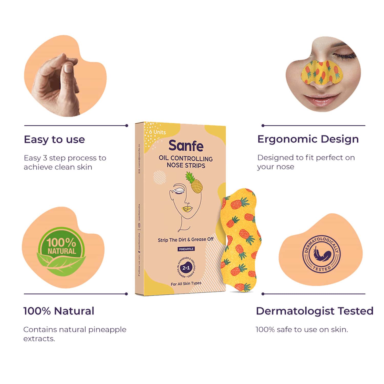 Buy SANFE OIL CONTROLLING NOSE STRIP NOSE STRIPS FOR INSTANT BLACKHEAD