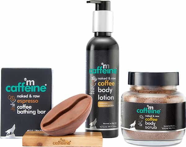 Mcaffeine Espresso Body Kit Free Handcrafted Bean Tray Bathing Bar Body Scrub & Body Lotion (400Gm)