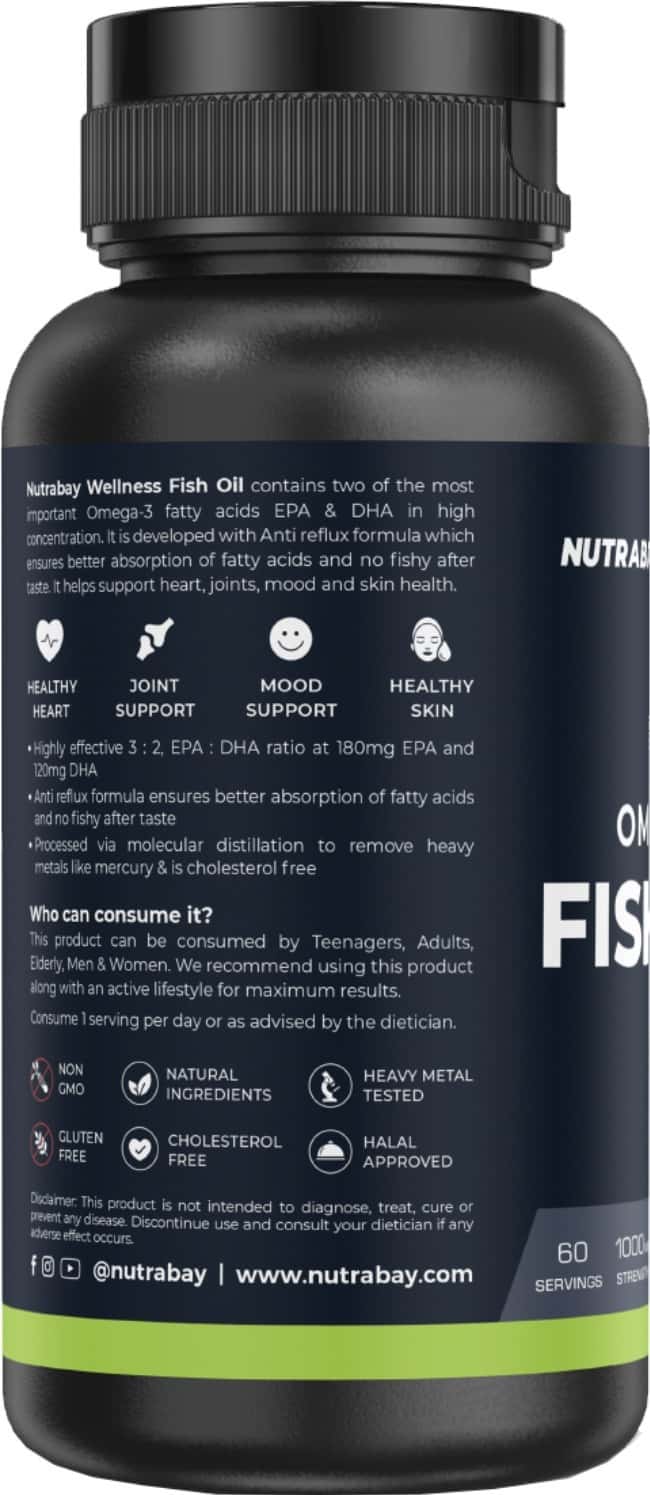 Buy NUTRABAY WELLNESS FISH OIL OMEGA 3 - 1000MG - 60 CAPSULES Online ...