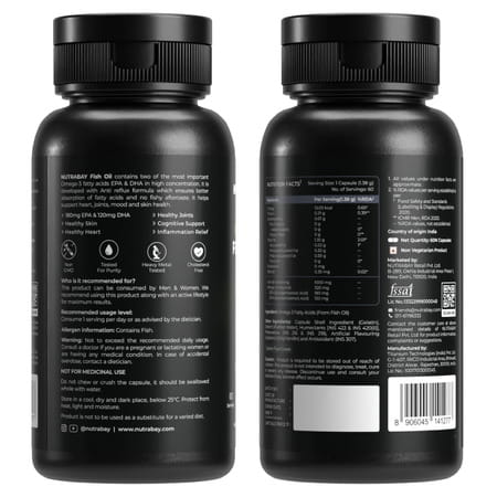 Nutrabay Wellness Fish Oil Omega 3 - 1000mg - 60 Capsules