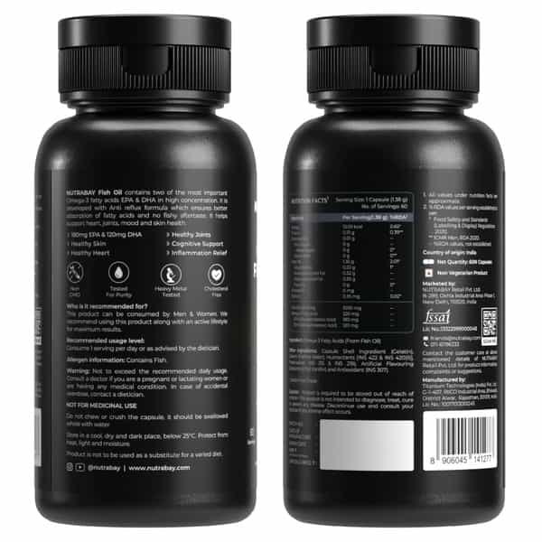 Nutrabay Wellness Fish Oil Omega 3 - 1000Mg - 60 Capsules