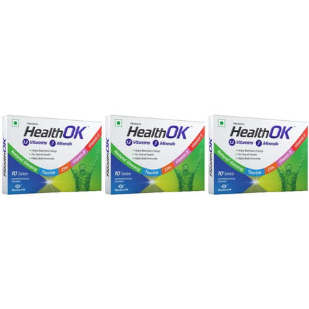 Health Ok Multivitamin With Vitamin D C & Other 17 Multivitamins Minerals 10 Tablets X Pack Of 3