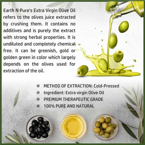 Earth N Pure Extra Virgin Olive Oil 100% Natural & Therapeutic Grade (50 Ml) (50 Ml)