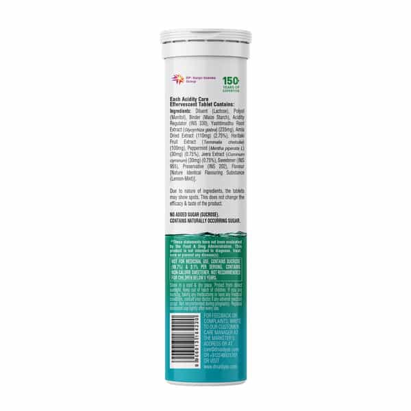 Dr. Vaidya's Acidity Care Effervescent Tablets | 3-In-1 Fast Relief | Lemon Mint | 15N (Pack Of 4)