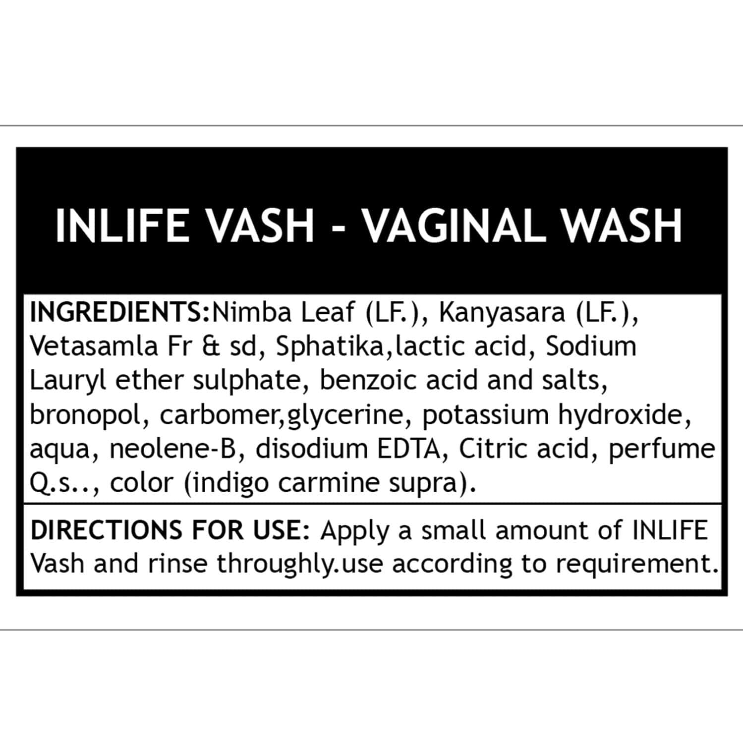 Buy INLIFE VASH(V)VAGINAL WASH (200ML)BEST EXPERT PRODUCT FEMININE