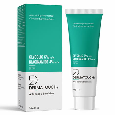 Dermatouch Glycolic 6% W/W Niacinamide 4% W/W Cream |For Anti-Acne And Blemishes | 30g