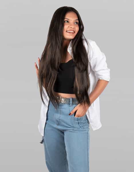 Streak Street Clip-In 24" Straight Dark Brown Side Patches With Golden Highlights (2Pcs Set)