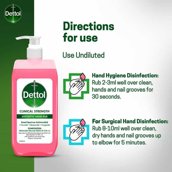 Dettol Antiseptic Disinfectant Liquid 250 Ml With Dettol Clinical Strength Hand Sanitizer 500 Ml