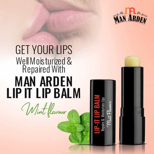 Man Arden Lip-It Lip Balm For Men Repairs & Moisturizes Lips Almond Oil Mint Flavour 4.5G