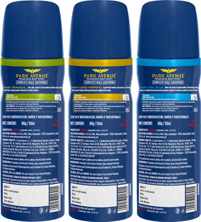 Park Avenue Classic Deodorant Spray Combo 150 Mlx3 (Good Morning + Cool Blue + Tranquil Free) B2g1